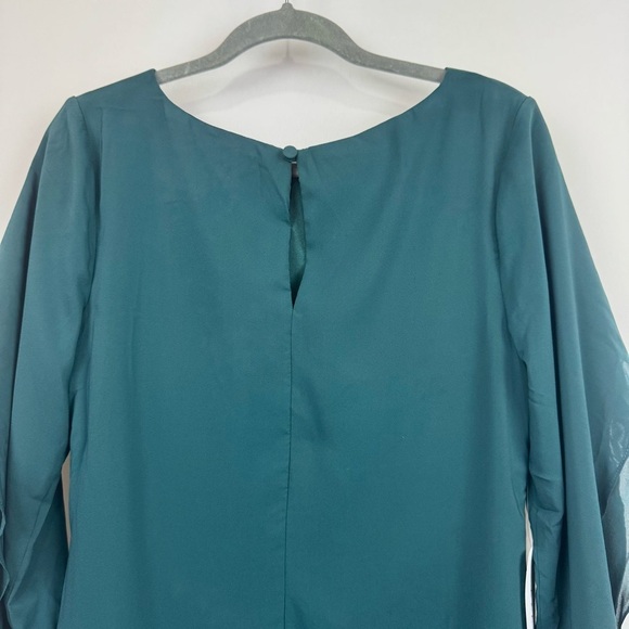 AZAZIE CARTER Stretch Pine Sheath Ruched Stretch Chiffon Dress NWT Women’s Sz 8 - Picture 7 of 16
